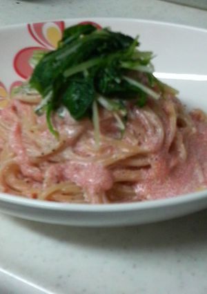 たっぷり明太子と水菜のクリームパスタ-レシピのメイン写真
