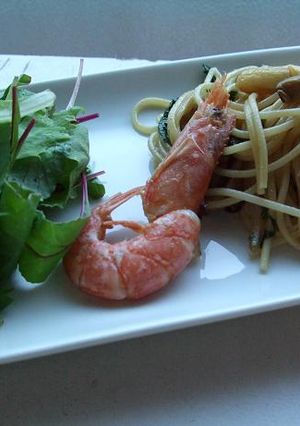 赤エビ&ベビーリーフ紹興酒パスタ♪-レシピのメイン写真