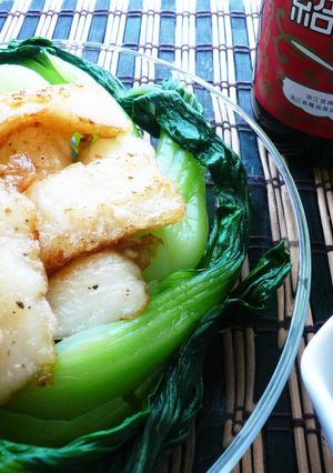 紹興酒香る＊白身魚と青梗菜のホットサラダ-レシピのメイン写真