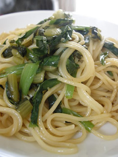 野沢菜とニラの柚子こしょう風味パスタ-レシピのメイン写真