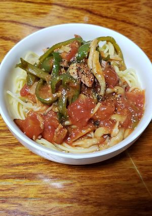 ベーコンとしめじピーマンのうますぎパスタ-レシピのメイン写真