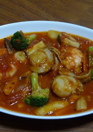 魚介類と野菜のトマト煮込み-レシピのメイン写真