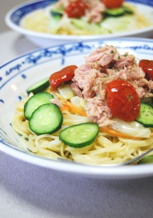 暑い日の簡単冷たいマヨパスタ-レシピのメイン写真