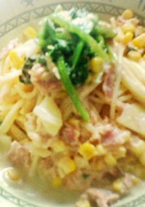 ツナとほうれん草のチーズ入ソースパスタ-レシピのメイン写真