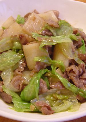 牛肉とレタスと長芋のオイスターソース炒め-レシピのメイン写真