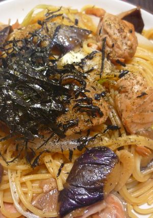 鮭とナスのバタポンパスタ-レシピのメイン写真