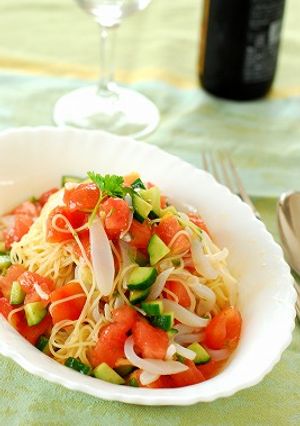 フレッシュトマトとイカの冷製パスタ-レシピのメイン写真