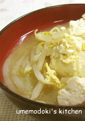 モヤシと卵の味噌汁-レシピのメイン写真