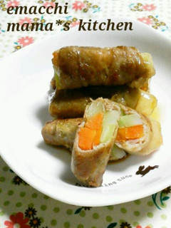 お肉で巻いて*ブロッコリーの茎-レシピのメイン写真