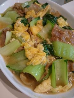 絶品!豚肉とチンゲン菜の卵炒め♪-レシピのメイン写真