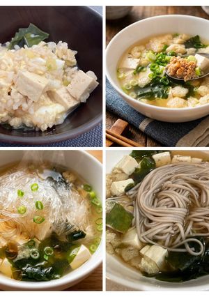味噌汁→春雨中華スープ→うどん→おじや-レシピのメイン写真
