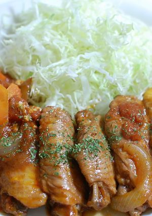 ♪手羽先のトマト&赤ワイン煮込み♪-レシピのメイン写真