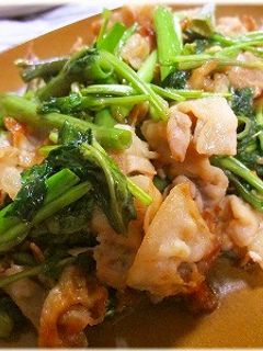 *空芯菜と豚バラ肉の生姜醤油炒め*-レシピのメイン写真