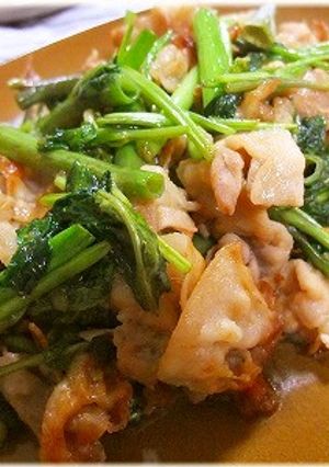 *空芯菜と豚バラ肉の生姜醤油炒め*-レシピのメイン写真