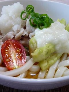 豚しゃぶとなすと長芋のおろし冷うどん-レシピのメイン写真