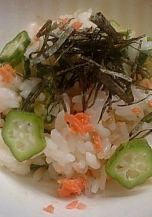 焼さけあらほぐしとオクラの酢飯-レシピのメイン写真
