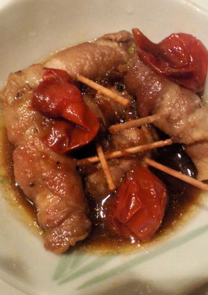 ☆アスパラ&えのき肉巻き(トマト梅味)☆-レシピのメイン写真