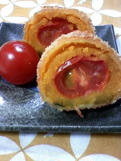 ミニトマトinカボチャの煮物コロッケ-レシピのメイン写真