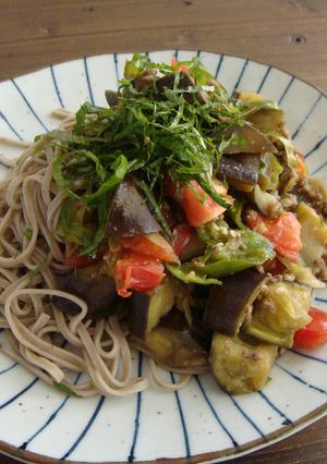 夏野菜とひき肉の具沢山蕎麦♪-レシピのメイン写真