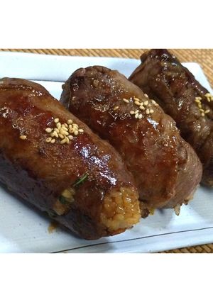 宮崎名物！牛肉巻きおにぎり★動画あり★-レシピのメイン写真
