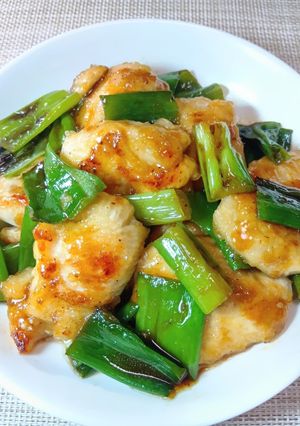 柔らか鶏むね肉と白ねぎの緑の部分の焼肉のたれ焼き-レシピのメイン写真