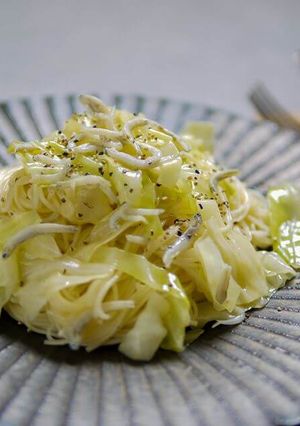 春キャベツとしらすの炒めそうめん-レシピのメイン写真