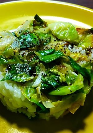 芽キャベツのガーリックライス発芽燕麦ご飯-レシピのメイン写真
