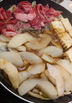 梨入り　すき焼き。-レシピのメイン写真