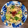 豚こま肉とチンゲン菜の卵炒め