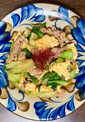 豚こま肉とチンゲン菜の卵炒め-レシピのメイン写真