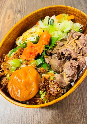 鶏レバーとハツの甘辛煮の鉄分強化弁当-レシピのメイン写真