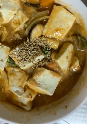 お一人様クリーミー洋風麻婆味豆腐野菜炒め-レシピのメイン写真