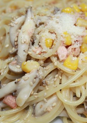 焼きさけあらほぐしパスタまな板包丁いらず-レシピのメイン写真