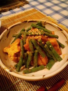 厚揚げ豆腐とインゲンの味噌炒め-レシピのメイン写真