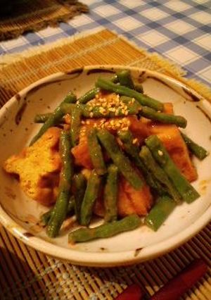 厚揚げ豆腐とインゲンの味噌炒め-レシピのメイン写真