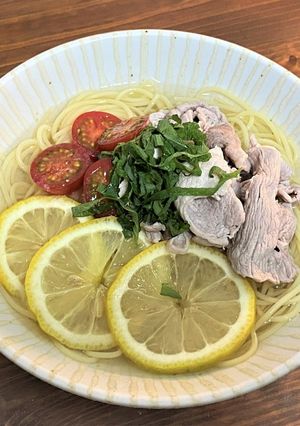 豚しゃぶの冷製レモンスープパスタ-レシピのメイン写真