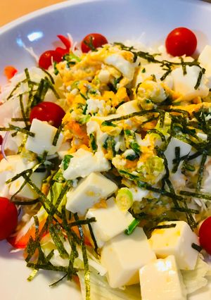 市販サラダ●ミニ豆腐＆炒り玉子のサラダ-レシピのメイン写真