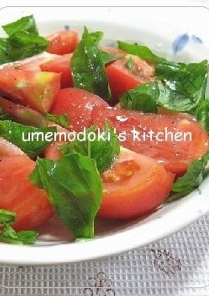 レモン風味ドレで味わう♪トマトとバジル-レシピのメイン写真