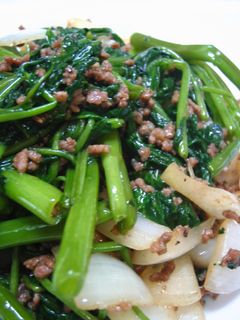 ♪空芯菜と挽き肉のにんにく炒め♪-レシピのメイン写真