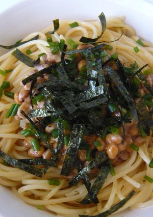お皿で混ぜるだけ♪の納豆マヨパスタ☆-レシピのメイン写真