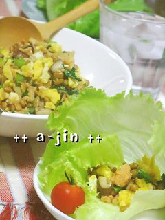 鮭フレークと納豆のレタス包み-レシピのメイン写真