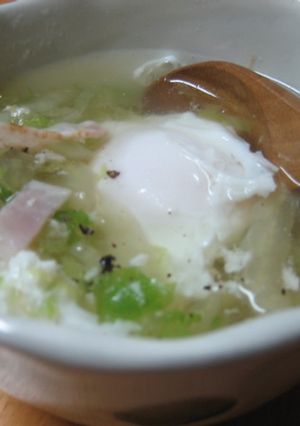 白菜ベーコン卵のやさしいスープ-レシピのメイン写真