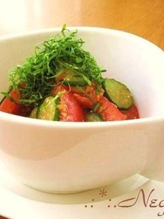 ∮トマトとキュウリの青じそღ胡麻サラダ∮-レシピのメイン写真