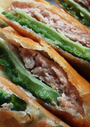 ゴーヤと豚肉の春巻き揚げ（揚げ焼き）-レシピのメイン写真
