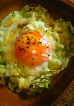 トースターで♪簡単目玉焼き〜キャベツ〜-レシピのメイン写真