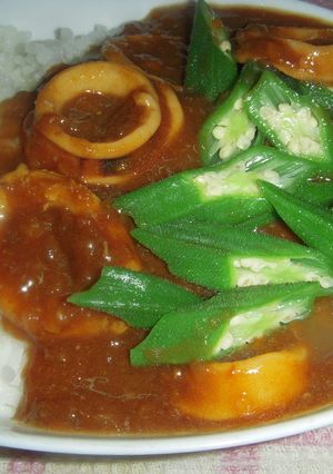 烏賊とオクラのヘルシーカレー(油無し)-レシピのメイン写真