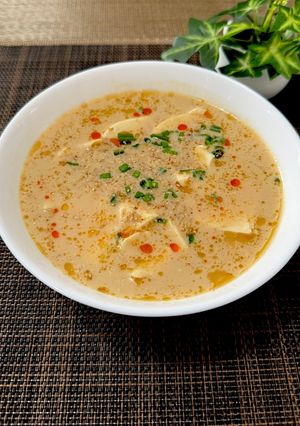 レンジで簡単！坦々風お豆腐スープ-レシピのメイン写真