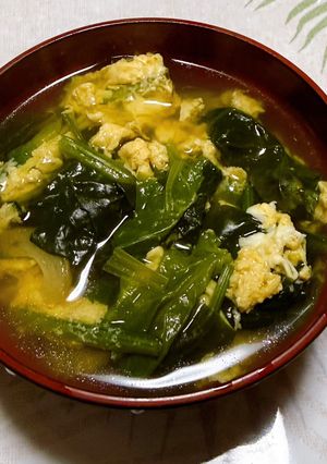 ほうれん草と卵の突っ込むだけスープ-レシピのメイン写真