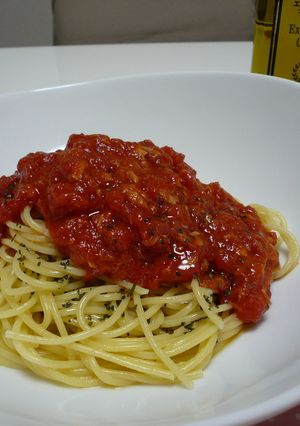 超☆簡単！トマトツナソーススパゲティ-レシピのメイン写真