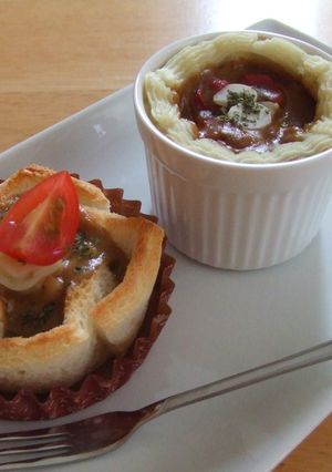 残ったカレーでケーキ風焼きカレーパン2種-レシピのメイン写真